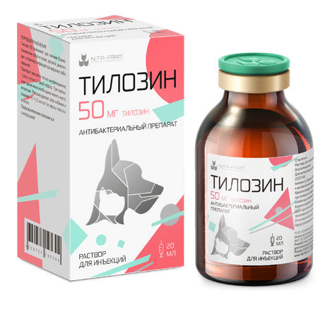 Аптека Nita-Farm Тилозин антибактериальный препарат для кошек и собак 50, 20 мл (20 г)