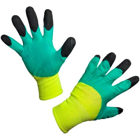 Перчатки нейлоновые с латексным обливом зеленые XL