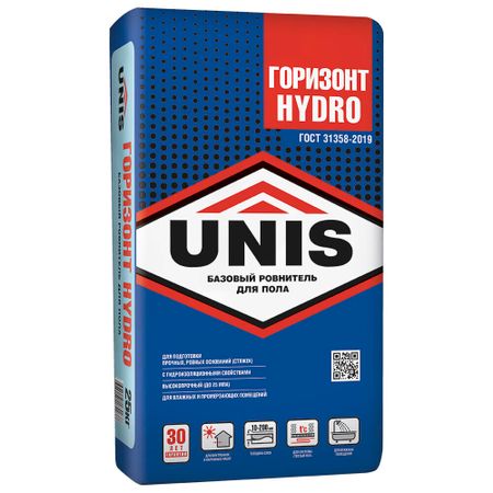 Ровнитель (стяжка пола) первичный Unis Горизонт Hydro высокопрочный 25 кг