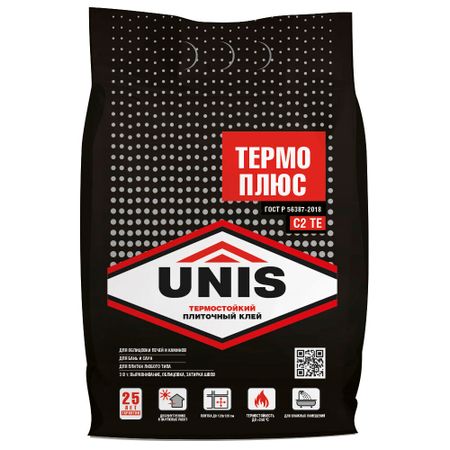 Клей для плитки и керамогранита Unis Термоплюс термостойкий серый класс C2 TE 5 кг