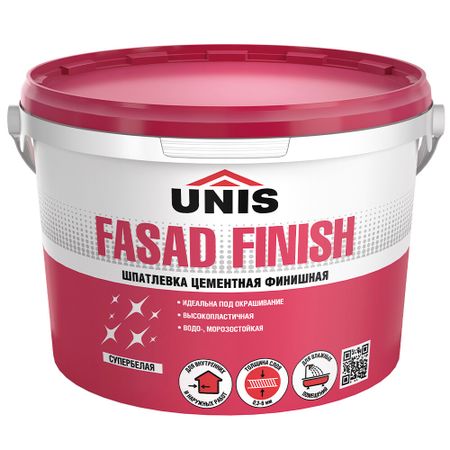 Шпаклевка цементная Unis Fasad Finish финишная белая 5 кг