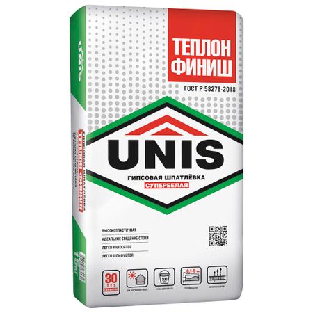 Шпаклевка гипсовая Unis Теплон Финиш финишная белая 15 кг