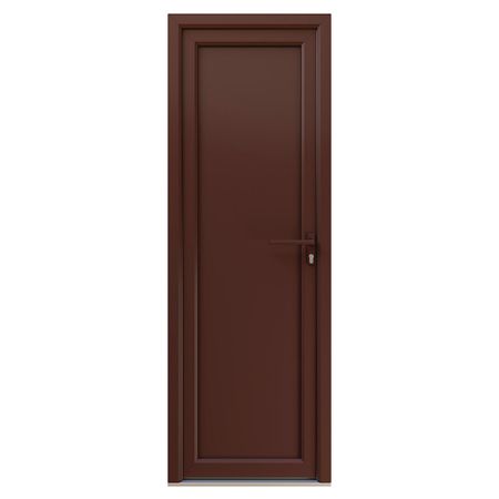 Металлопластиковая дверь VEKA 2050х800 мм алюминиевый порог коричневая правая глухая