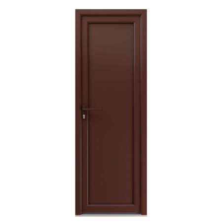 Металлопластиковая дверь VEKA 2050х800 мм алюминиевый порог коричневая левая глухая