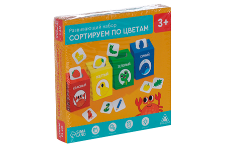Развивающий набор-сортер «Сортируем по цветам», 2+ на веселой ферме развивающий альбом с игровыми заданиями