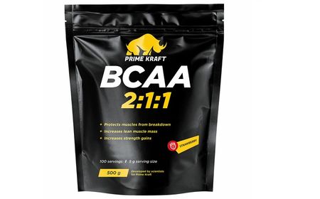 Аминокислоты BCAA 2:1:1 Prime Kraft 100 порций клубника, 500 г