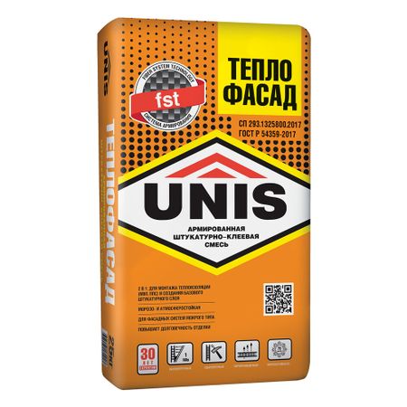 Клей для пенополистирола и минеральной ваты Unis Теплофасад 25 кг
