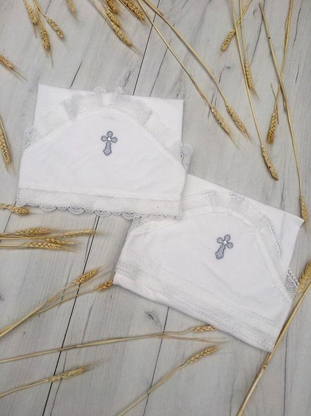 Пеленка-уголок Jolly baby Ажур д/крещения крыжма 75х75 см молочный/золотистый