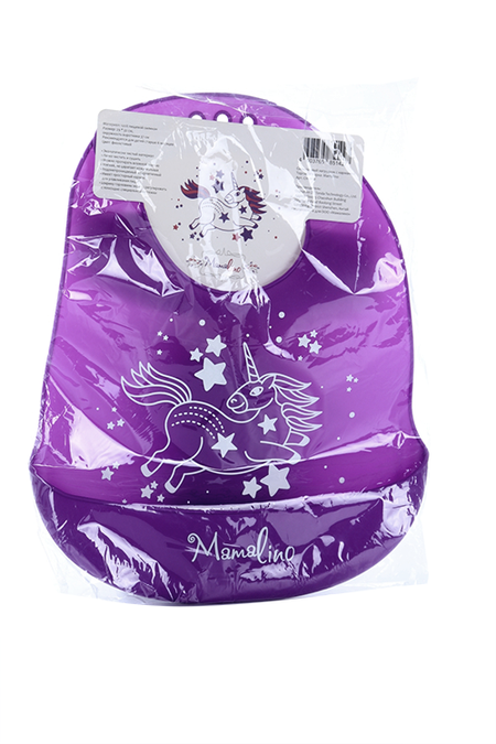 Нагрудник силиконовый Mamalino с карманом фиолетовый