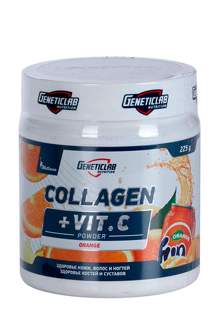 Добавка GENETICLAB Collagen+ Vit C комплексная пищевая Апельсин, 225 г