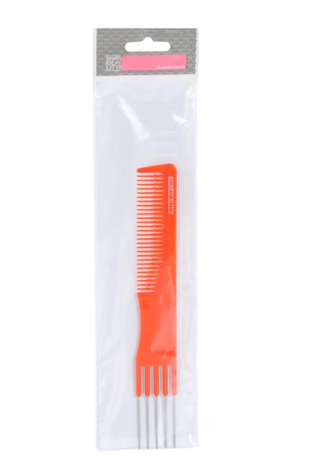 Расческа 19 см Dewal Beauty д/начеса с металлическими зубцами оранжевая DBO6506