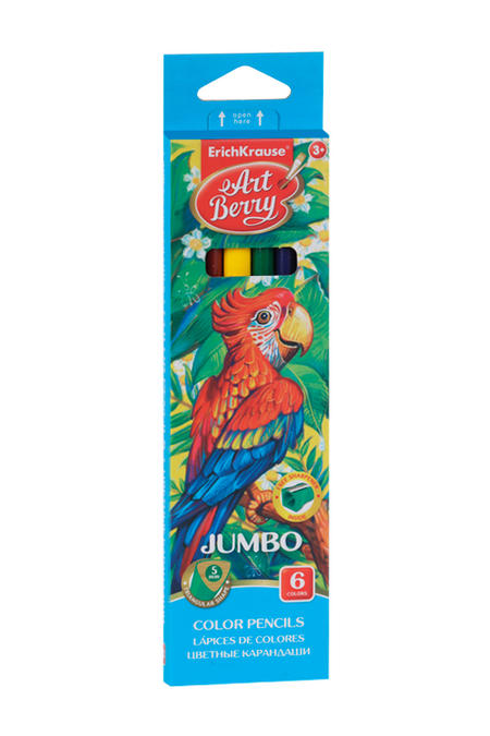 Карандаши ErichKrause 6 цветов ArtBerry утолщенные шестигран 5 мм грифель картон упаков+ТОЧИЛКА карандаши ные 12цв wood artmate мет футляр супермягкие утолщ грифель 4мм acmeliae