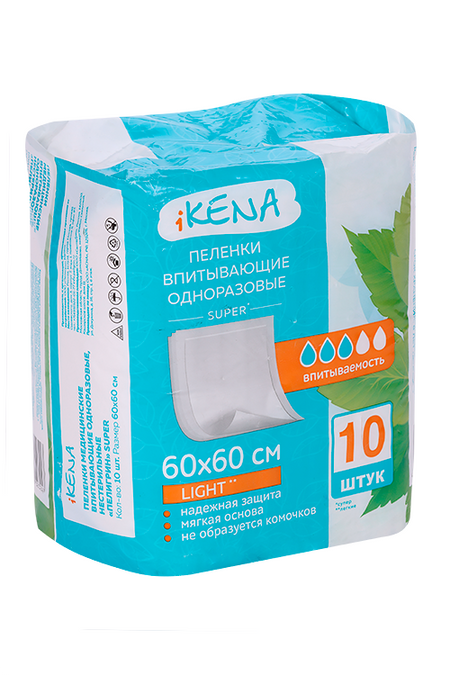 Пеленки Икена однораз 60х60 см, 10 шт