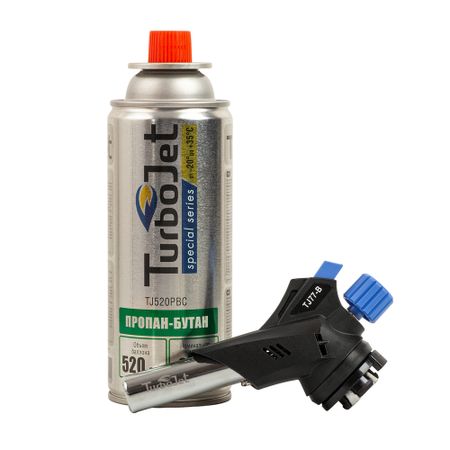 Горелка с газовым баллоном Turbojet TJ773-PB с пьезоподжигом и функцией антивспышки