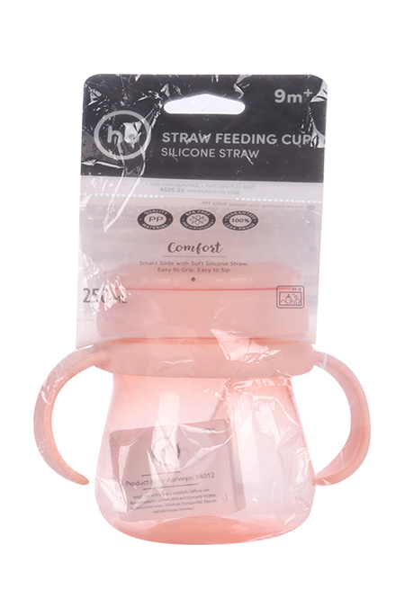 Поильник Happy Baby с трубочкой и ручками pink, 250 мл