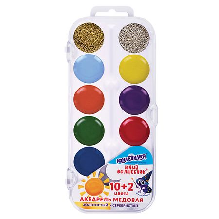 Краски ЮНЛАНДИЯ Краски акварельные Юный волшебник, медовые стикеры акварельные винтажные фиолетовые blingird