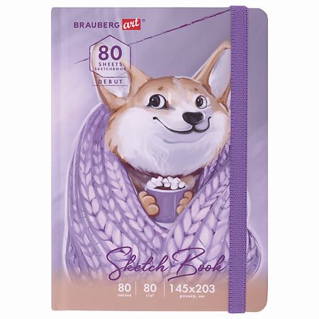 Блокнот BRAUBERG Скетчбук белая бум  Корги гелиевые шары moonbiffy корги хаски