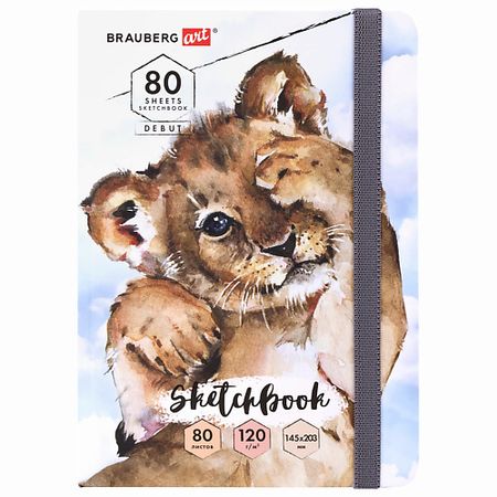 Блокнот BRAUBERG Скетчбук 80 листов Львёнок 1200 листов прозрачный липкий блокнот пэт заметка для студентов офисные канцелярские принадлежности простые блокноты для заметок блокнот