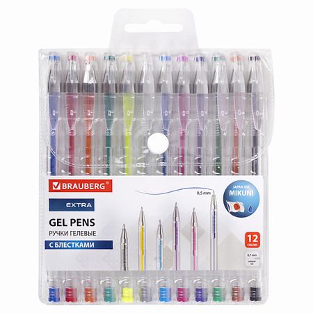 Набор ручек BRAUBERG Ручки гелевые EXTRA Блестки гелевые ручки kissbuty   из 22 штук