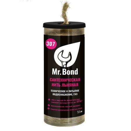 Нить для герметизации резьбы Mr.Bond 307 льняная 55 м метчиков и плашек arestun для резьбы m3 m12