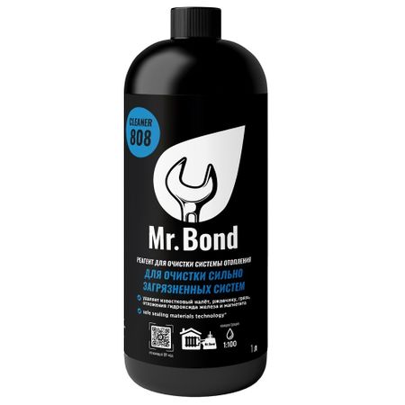 Реагент Mr.Bond Cleaner 808 для очистки систем отопления 1 л реагент mr bond cooper для очистки теплообменного оборудования 12 кг