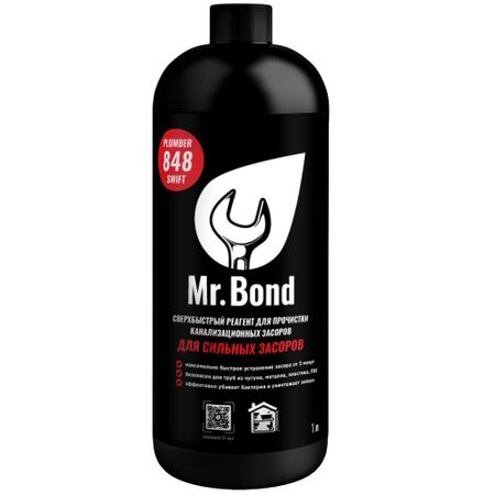 Средство Mr.Bond Plumber 848 для очистки канализационных засоров 1 л реагент mr bond cooper для очистки теплообменного оборудования 12 кг