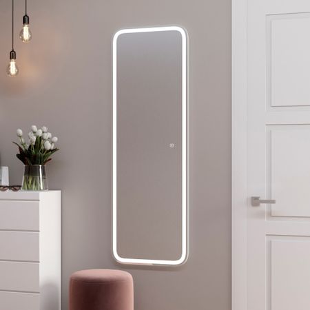 Зеркало настенное с подсветкой Goncalo 455х1350 мм гримерное белое