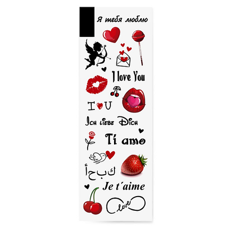 Наклейки для тела PRINT FACTORY Переводная Временная Татуировка Набор Любовь