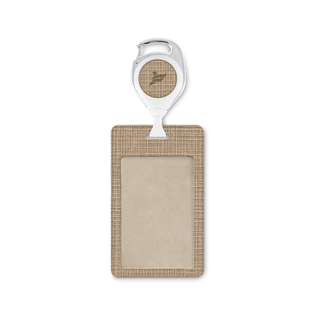 Бейдж FLEXPOCKET Карман для бейджа из экокожи, вертикальный с рулеткой и клипсой