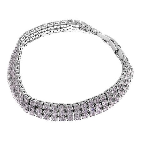 Браслет UVI JEWELLERY Широкий теннисный браслет с тройной дорожкой прозрачных кристаллов мексиканский агат башня из кристаллов