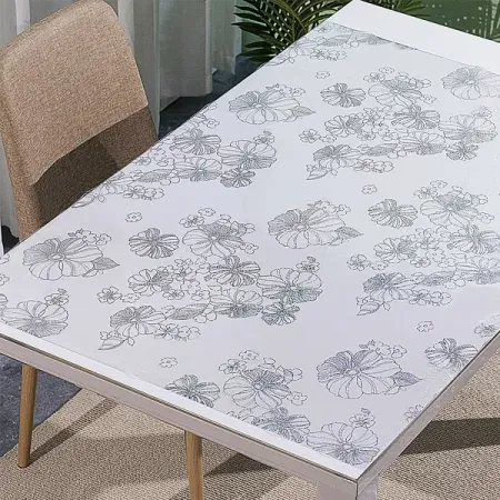 Скатерть Колорит Жидкое стекло цветы прямоугольная 80x120 см цвет серый