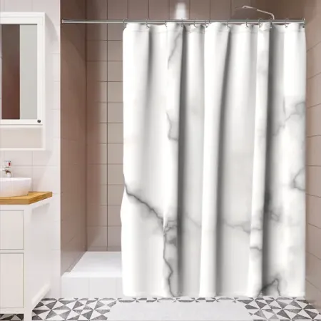 Штора для ванной Lemer Iguasu 180x200 см полиэстер цвет белый/серый для подушки formaso бархатный белый геометрический