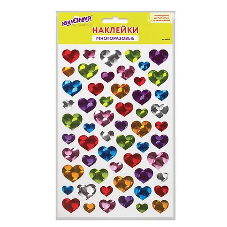 Набор наклеек ЮНЛАНДИЯ Наклейки виниловые Сердца, многоразовые, голографические голографические круглые наклейки 1000 шт