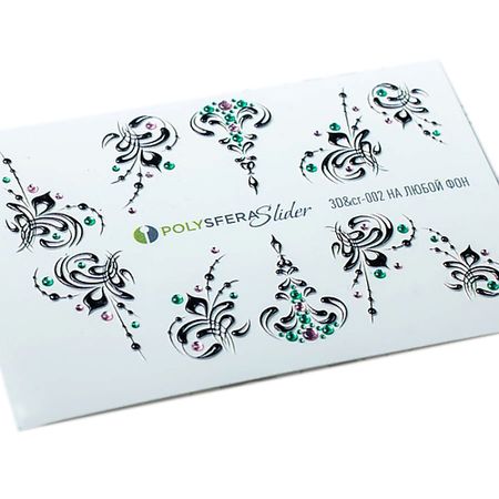 Слайдеры ПОЛИСФЕРА Слайдер дизайн для ногтей Объем и стразы Черные 002 разъемы mx3 0 5557 черные 5 шт