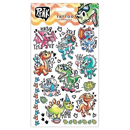 Тату P.INK Наклейки-тату переводные Динозаврики татуировки переводные miss pinky 9 5x5 7
