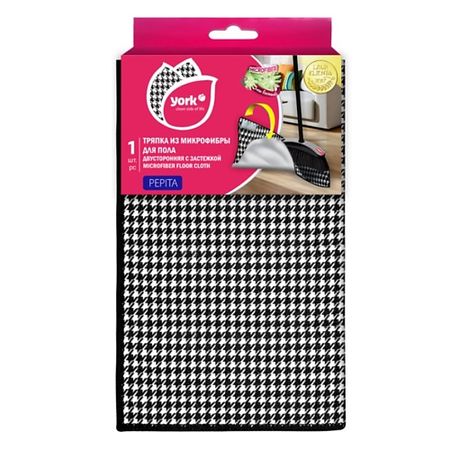 Салфетки для уборки YORK Салфетка из микрофибры для пола двухсторонняя с застёжкой Пепита