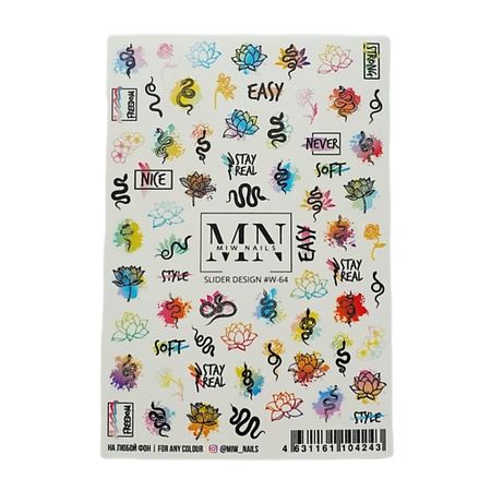 Слайдеры MIW NAILS Слайдер дизайн для маникюра змеи цветы