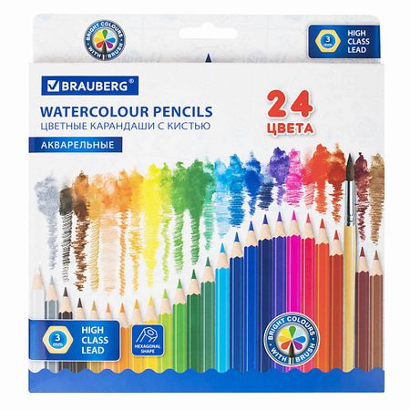 Набор карандашей BRAUBERG Карандаши цветные акварельные BRAUBERG стикеры акварельные винтажные фиолетовые blingird