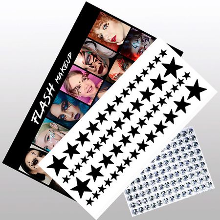 Наклейки для лица VLASOVA JULIA Наклейки для макияжа звезды острые черные и стразы  F07 морские звезды для декора 100 шт