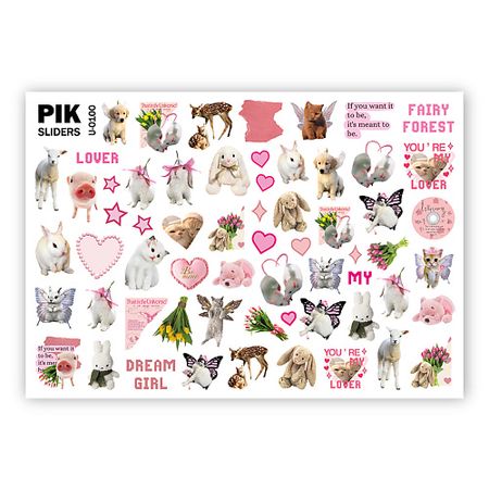 Слайдеры PIK Слайдеры для ногтей P-100 Котики и кролики