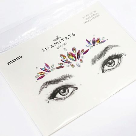 Наклейки для лица MIAMITATS Кристаллы на клейком слое для лица Firebird (стразы) радужные флюоритовые кристаллы 50 100 г