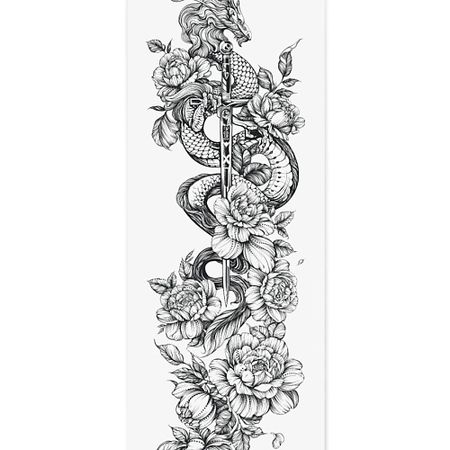 Наклейки для тела PRINT FACTORY Временная переводная татуировка Дракон