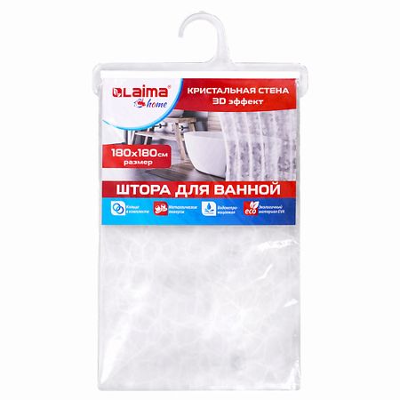 Штора для ванной LAIMA Штора для ванной комнаты CRYSTAL WALL, HOME
