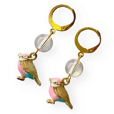 Серьги KOKOSHNIKI Серьги птички розовые на каждый день табурет каждый день