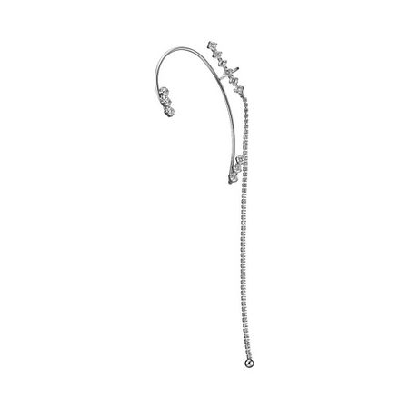 Серьги UVI JEWELLERY Стильный серебристый кафф с прозрачными кристаллами déjà vu кафф plane pearl cuff gold