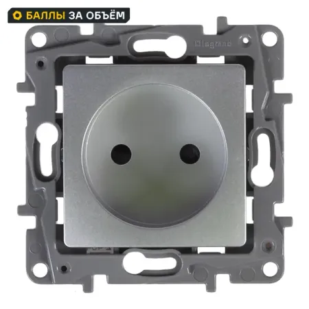 Розетка без заземления Legrand Etika со шторками 16А 250В винтовые зажимы цвет алюминий розетка 1 пост legrand valena с з шторки алюминий