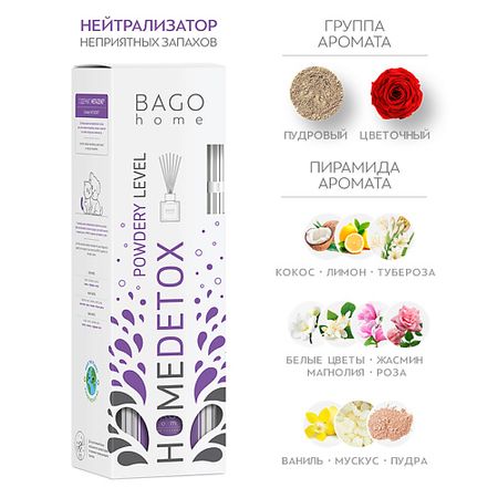 Аромадиффузор BAGO HOME Ароматический детокс диффузор Пудровый нейтрализатор запахов