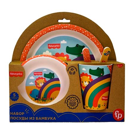 Набор посуды FISHER PRICE Набор посуды из бамбука Веселые зверята 0+