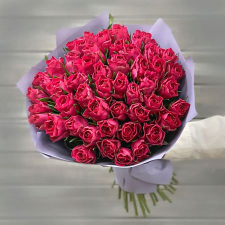 Букет живых цветов БУКЕТ МАРКЕТ ДАРИТЕ С УДОВОЛЬСТВИЕМ Букет из 51 розы - Розовый закат Кения 40 см.