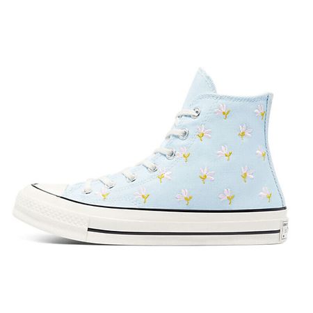 Кроссовки CONVERSE Кроссовки Chuck 70 Womens High Embroidered Floral Print Chambray Blue Womens наволочка 2d print девушка читает книги amidst floral wonderland полиэстер велюр